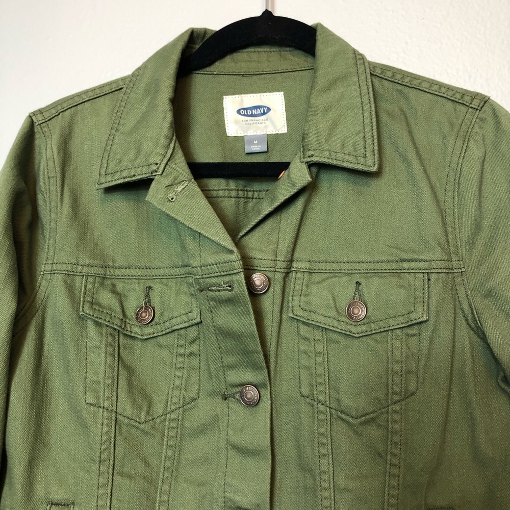 Old Navy Olive Green Denim Jacket Size M